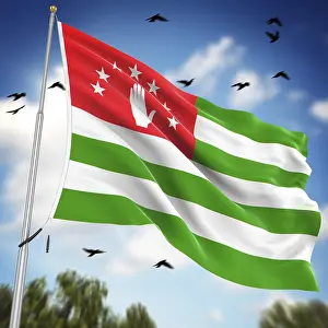 Computer Generated Flags Drucke: Flag of Abkhazia, This is a computer generated and 3d rendered image