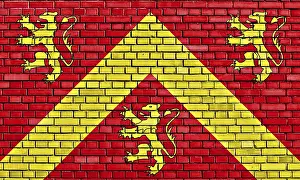British Patriotism Drucke: Flag of Anglesey painted on brick wall