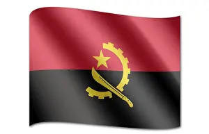 Drucke von Die Flagge Angolas symbolisiert die Einheit und Stärke des Landes. Die fünf Sterne auf der linken Seite stehen für die fünf Kontinente Afrikas, Europas, Asiens, Amerikas und Ozeaniens Verwandte Bilder Drucke: Flagge Angolas