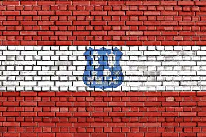Paraguay Drucke: Flagge von Asunción auf Ziegelmauer gemalt.