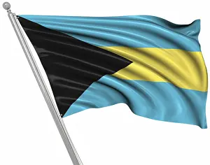 Caribbean Country Flags Drucke: Flag of the Bahamas, This is a computer generated and 3d rendered picture