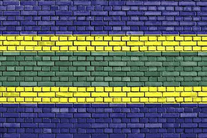 Southeast Europe Flags Drucke: Flag of Bar painted on brick wall