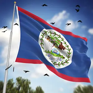 Drucke von Flagge von Belize, Dies ist eine computer-generierte und 3D-gerenderte Abbildung Belize Drucke: Flagge von Belize, Dies ist eine computer generierte und 3D-generierte Abbildung.