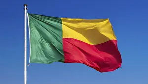 Isolated National Emblem Drucke: The flag of Benin flutters in the wind
