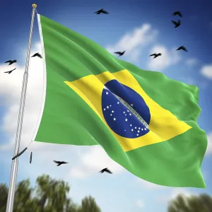 Latin America Flags Drucke: Flag of Brazil, This is a computer generated and 3d rendered image