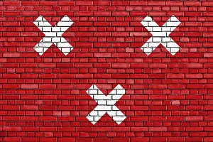 Painted Brick Art Drucke: Flag of Breda painted on brick wall