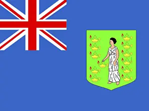 Drucke von Die Flagge der Britischen Jungferninseln besteht aus einem blauen Feld mit dem Wappen des Vereinigten Königreichs in der oberen linken Ecke und einer weißen Lilie Britische Jungferninseln Drucke: Flagge der Britischen Jungferninseln