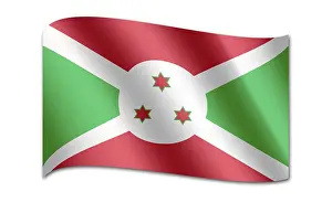 Drucke von Die Flagge Burundis, auch bekannt als 'Flagge der Einheit', besteht aus drei horizontalen Streifen in den Farben Grün, Weiß und Blau Burundi Drucke: Flagge des Burundi