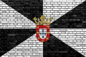 European National Symbol Drucke: Flag of Ceuta painted on brick wall
