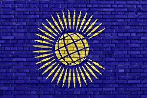 Deserted Brick Structure Drucke: Flag of Commonwealth of Nations painted on brick wall
