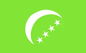Drucke von Die Flagge der Komoren ist eine horizontale Dreifarbige Fahne in Blau, Weiß und Rot Komoren Drucke: Flagge der Komoren