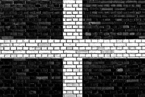 British National Flag Drucke: Flag of Cornwall painted on brick wall