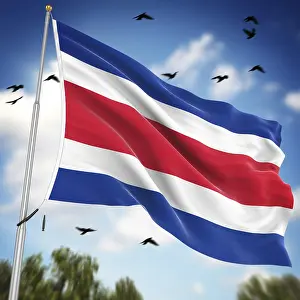 Costa Rica Flag Drucke: Flag of Costa Rica, This is a computer generated and 3d rendered image