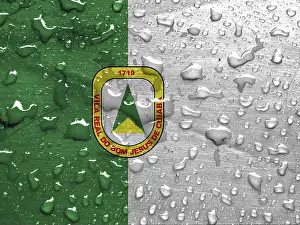 Detailed Flag Image Drucke: Flag of Cuiaba with rain drops