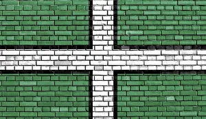 UK State Flag Design Drucke: Flag of Devon painted on brick wall