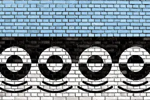 British Brick Wall Art Drucke: Flag of Digbeth painted on brick wall
