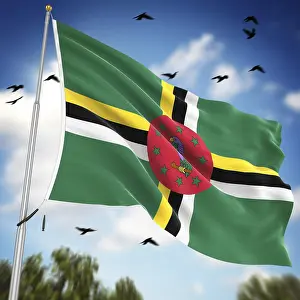 Drucke von Flagge von Dominica, Dies ist eine computer-generierte und 3D-gerenderte Abbildung Dominica Drucke: Flagge von Dominica, Dies ist eine computer generierte und 3D-geschnittene Abbildung.