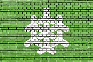 Painted Brick Wall Drucke: Flag of Dronten painted on brick wall