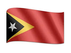 Drucke von Die Flagge Osttimors besteht aus fünf horizontalen Streifen in den Farben Rot, Weiß, Rot, Weiß und Grün. In der Mitte des weißen Streifens befindet sich ein rotes Kreuz mit goldenem Rahmen Osttimor Drucke: Flagge Osttimors
