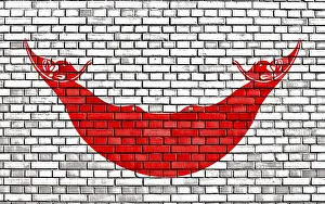 Uninhabited Island Photography Drucke: Flag of Easter Island painted on brick wall