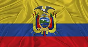 Colorful National Flags Drucke: Flag of Ecuador with cloth texture