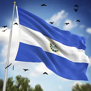 Drucke von Flagge von El Salvador, Dies ist eine computer generierte und 3D-geschnittene Abbildung El Salvador Drucke: Flagge von El Salvador, Dies ist eine computer-generierte und 3D-gerenderte Abbildung.