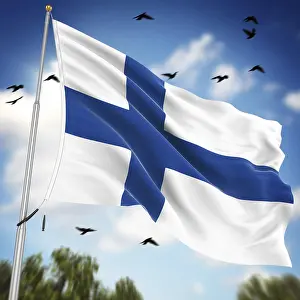 European Country Flags Drucke: Flag of Finland, This is a computer generated and 3d rendered image