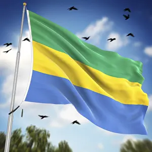 Drucke von Flagge von Gabun, Dies ist eine computer generierte und 3D-gere renderete Abbildung Gabun Drucke: Flagge von Gabun, Dies ist eine computer-generierte und 3D-gerenderte Abbildung.