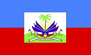 Drucke von Die Flagge Haitis ist ein Symbol der nationalen Identität des Landes Haiti Drucke: Flagge Haitis