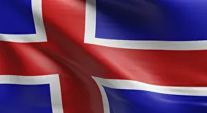 Northern Europe Flags Drucke: Flag of Iceland using as background, 3d rendering