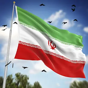 Western Asia Flags Drucke: Flag of Iran, This is a computer generated and 3d rendered image