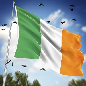 European 3D Rendering Drucke: Flag of Ireland, This is a computer generated and 3d rendered image
