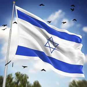 Gerahmter Druck : Flagge Israels, Dies ist eine computer-generierte und 3D-gerenderte Abbildung. Gerahmter Druck : Flagge Israels, Dies ist eine computer-generierte und 3D-gerenderte Abbildung.