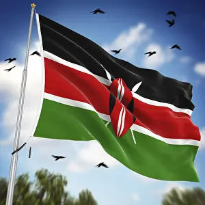Digitally Generated Flags Drucke: Flag of Kenya, This is a computer generated and 3d rendered image
