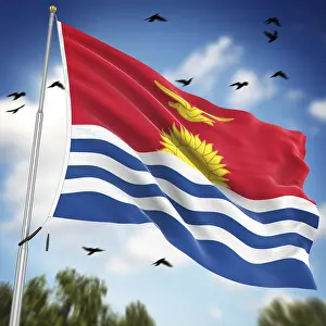 Kiribati Drucke: Flagge von Kiribati, Dies ist eine computer-generierte und 3D-gerenderte Abbildung.
