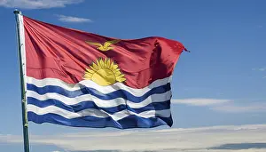 Kiribati Drucke: Die Flagge von Kiribati, Polynesien.