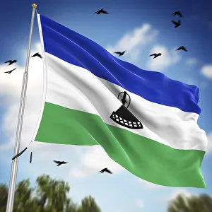 Drucke von Flagge von Lesotho, Dies ist eine computer-generierte und 3D-gerenderte Abbildung Lesotho Drucke: Flagge von Lesotho, Dies ist eine computer-generierte und 3D-gerenderte Abbildung.