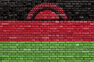Drucke von Flagge von Malawi auf Ziegelmauer gemalt Malawi Drucke: Flagge von Malawi auf Ziegelmauer gemalt.