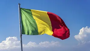 Mali Flag Drucke: The flag of Mali, fluttering in the wind