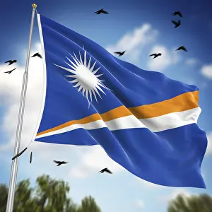 Drucke von Flagge der Marshallinseln, Dies ist eine computer-generierte und 3D-gerenderte Abbildung Marshallinseln Drucke: Flagge der Marshallinseln, Dies ist eine computer-generierte und 3D-gerenderte Abbildung.