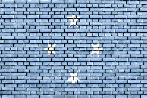 Abstract Brick Designs Drucke: Flag of Micronesia painted on brick wall