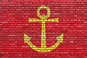 Painted Brick Wall Patterns Drucke: Flag of Narvik painted on brick wall