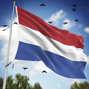 European Country Flags Drucke: Flag of the Netherlands, This is a computer generated and 3d rendered image