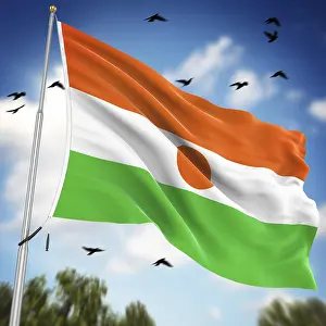 Niger Drucke: Flagge des Niger, Dies ist eine computer generierte und 3D-gere renderete Abbildung.