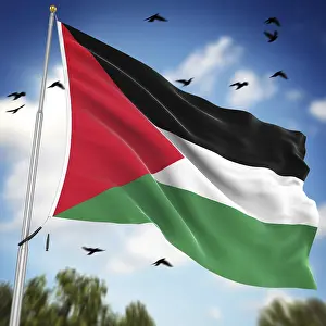 Computer Generated Flag Drucke: Flag of Palestine, This is a computer generated and 3d rendered image