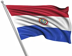 Paraguay Drucke: Flagge von Paraguay, Dies ist eine computer generierte und 3D-gere renderete Abbildung.