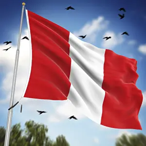 Latin America Flags Drucke: Flag of Peru, This is a computer generated and 3d rendered image