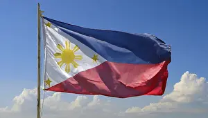 Southeast Asian Flag Drucke: The flag of the Philippines, fluttering in the wind