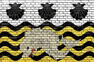 British Patriotism Drucke: Flag of Poole painted on brick wall