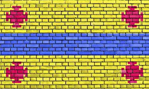 Brick Wall Art Drucke: Flag of Popayan painted on brick wall